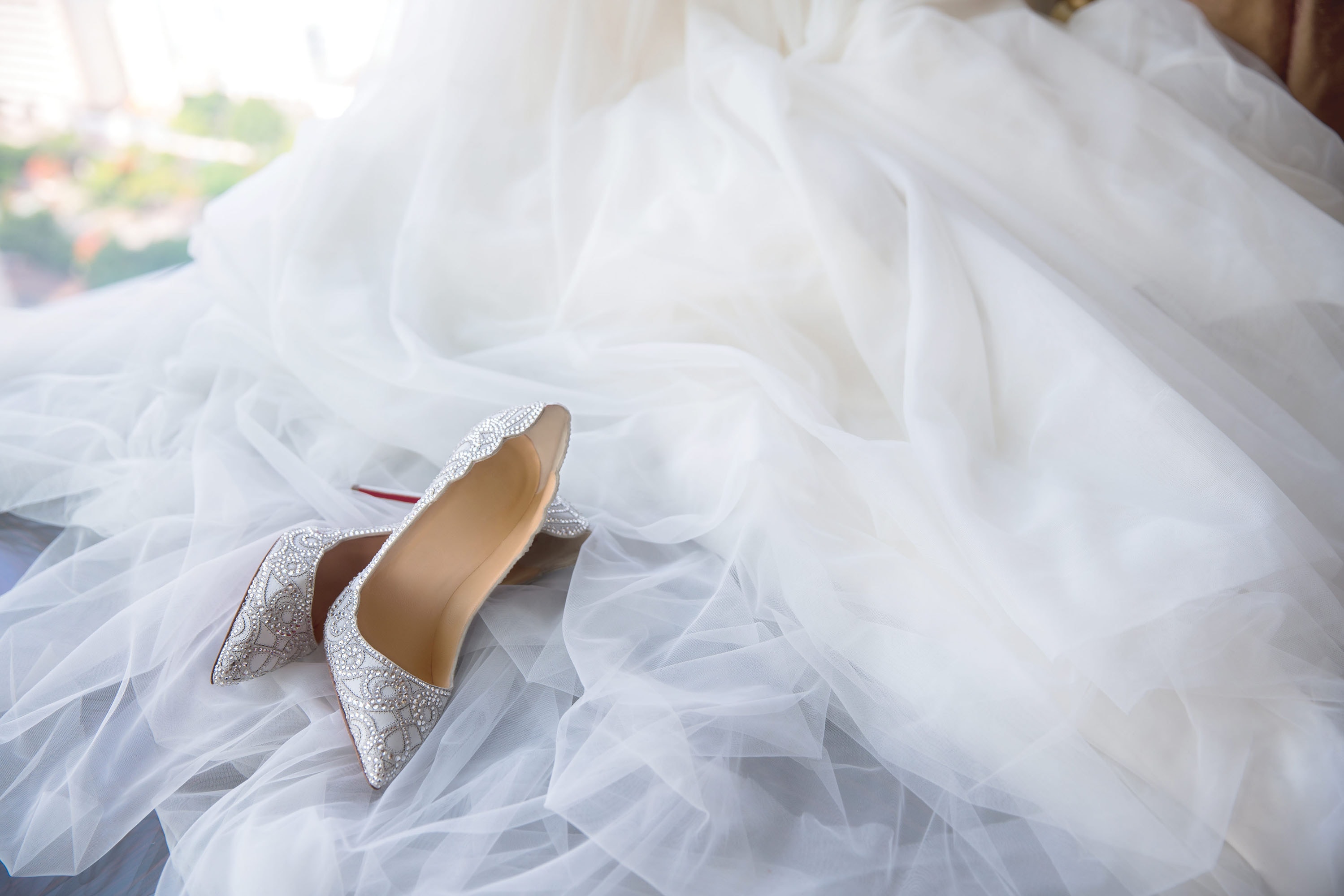 bridal dress and heels